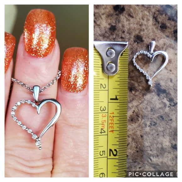 Genuine 10k White Gold Heart, with .40ct Diamonds Pendant - Picture 5 of 5